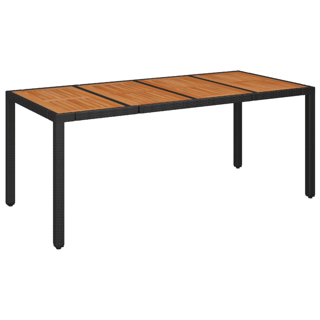 fekete polyrattan falapos kerti asztal 190 x 90 x 75 cm