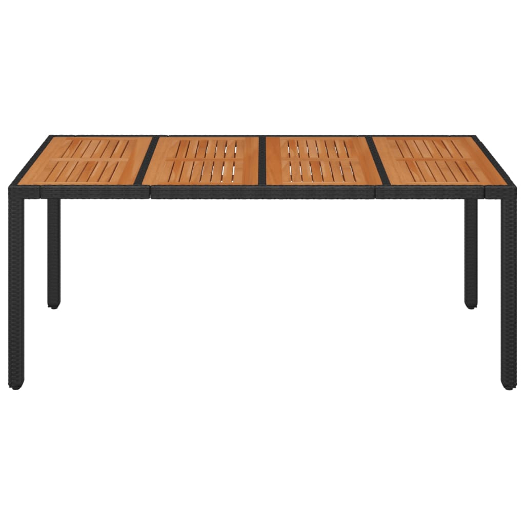 fekete polyrattan falapos kerti asztal 190 x 90 x 75 cm