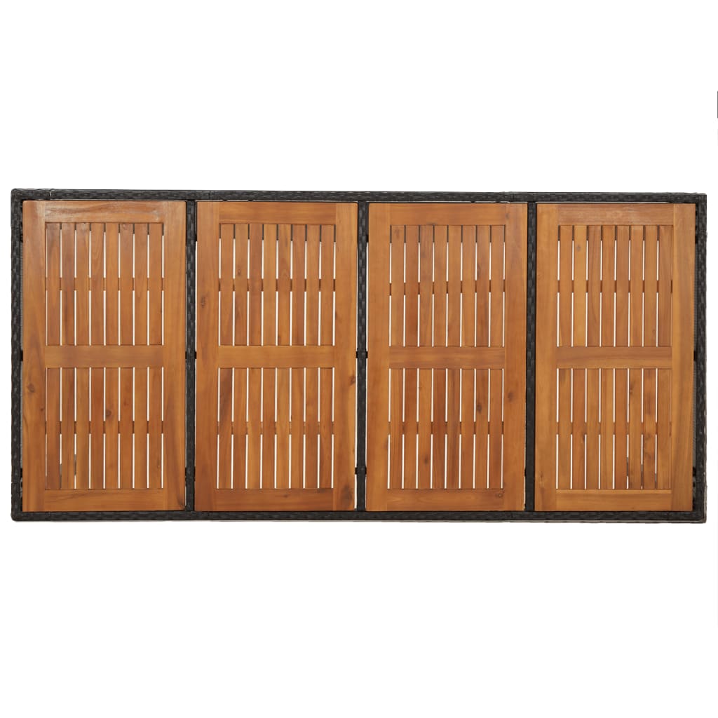 fekete polyrattan falapos kerti asztal 190 x 90 x 75 cm