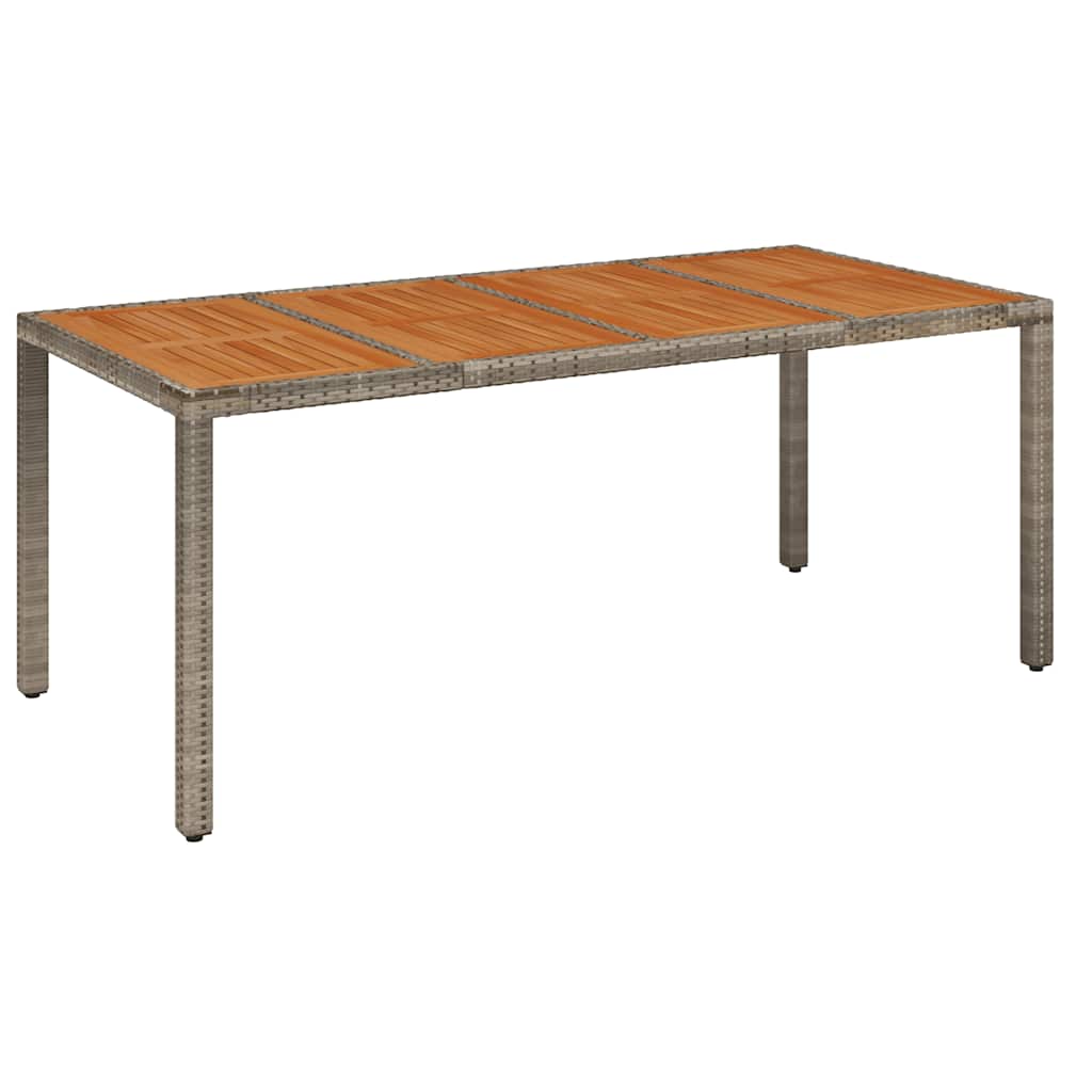 szürke polyrattan falapos kerti asztal 190 x 90 x 75 cm