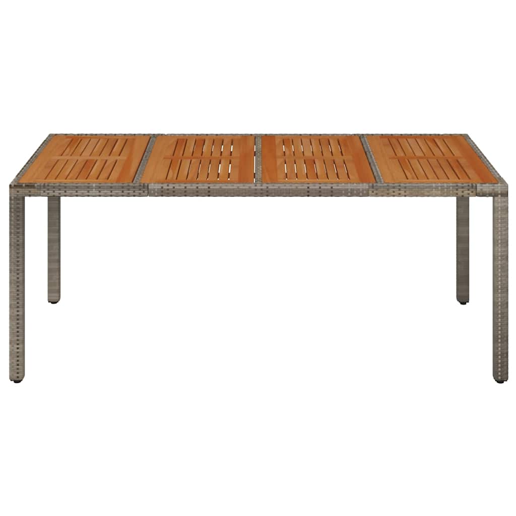 szürke polyrattan falapos kerti asztal 190 x 90 x 75 cm
