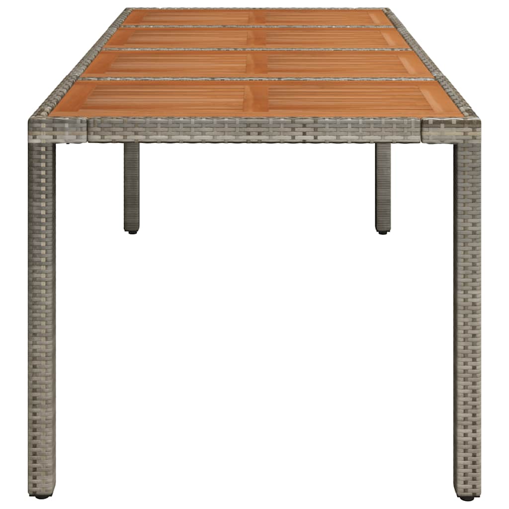 szürke polyrattan falapos kerti asztal 190 x 90 x 75 cm