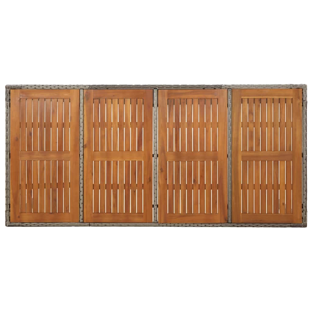 szürke polyrattan falapos kerti asztal 190 x 90 x 75 cm