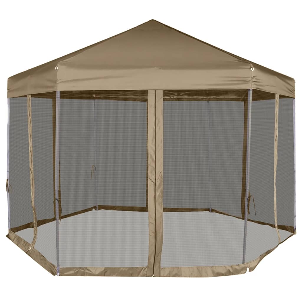 tópszínű összecsukható pavilon oldalfalakkal 3,6x3,1 m 220 g/m²