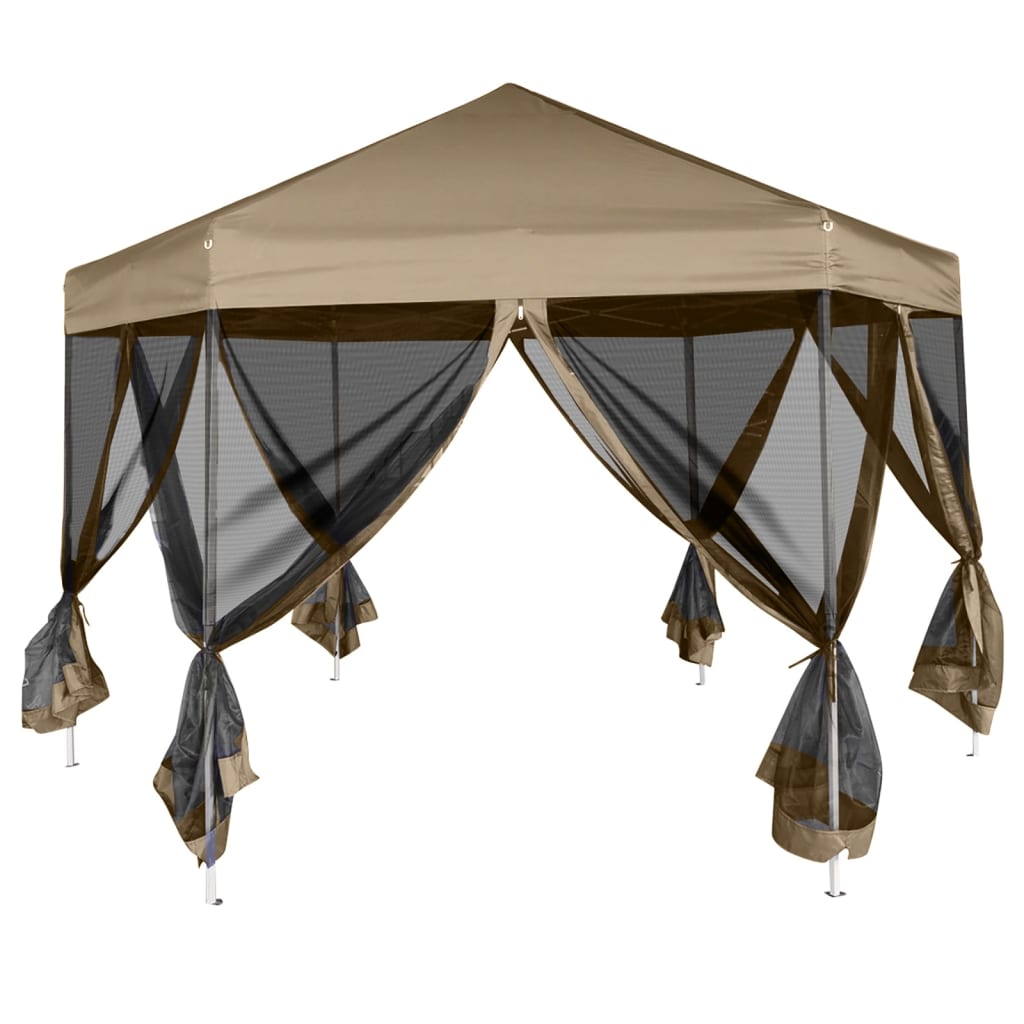 tópszínű összecsukható pavilon oldalfalakkal 3,6x3,1 m 220 g/m²