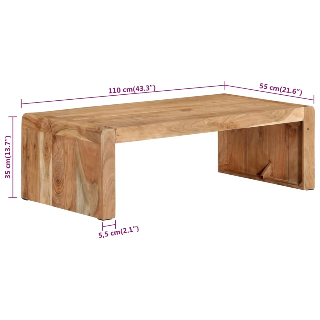 tömör akácfa dohányzóasztal 110 x 55 x 35 cm