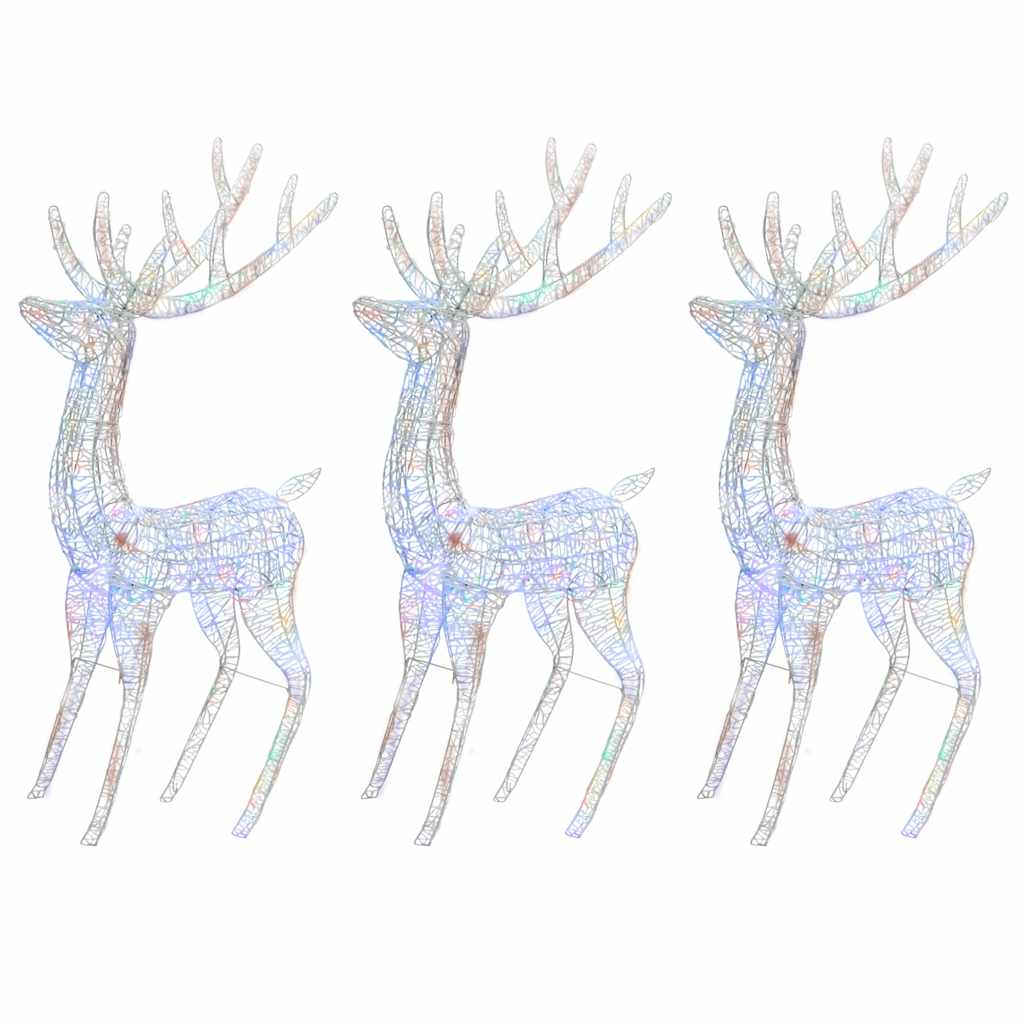 3 db színes XXL akril karácsonyi rénszarvas 250 LED 180 cm