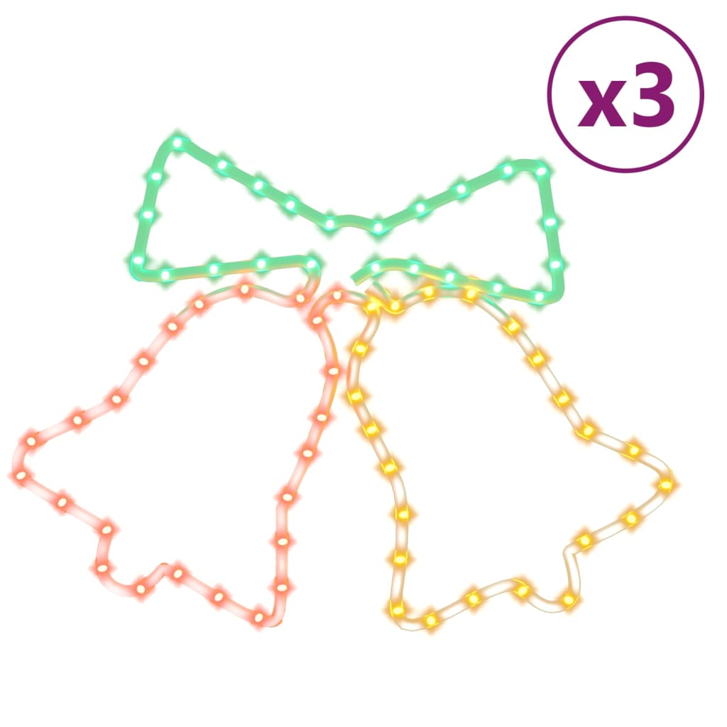 3 db karácsonyi harangok 72 LED-del 50x56 cm