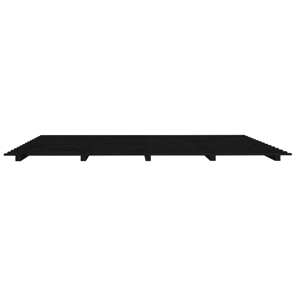 fekete tömör fenyőfa ágykeret 200 x 200 cm