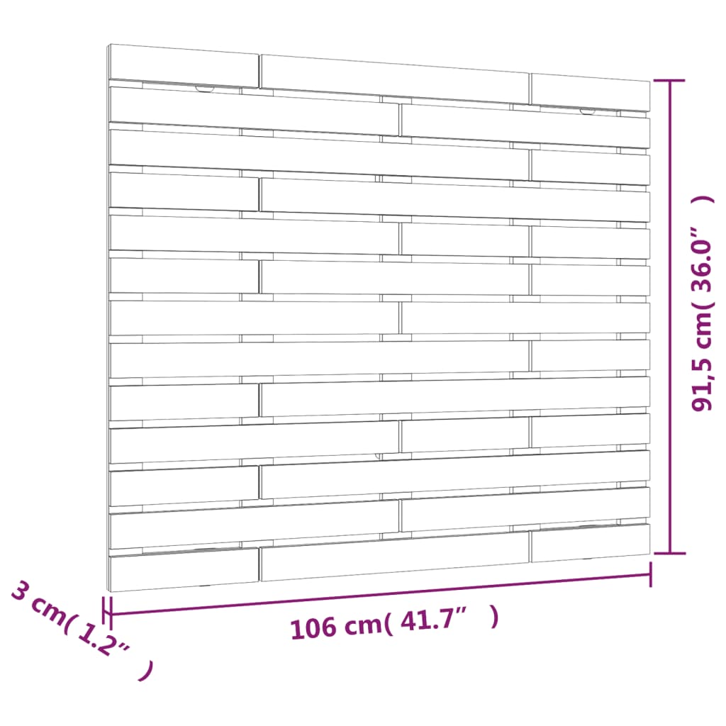 tömör fenyőfa fali fejtámla 106 x 3 x 91,5 cm