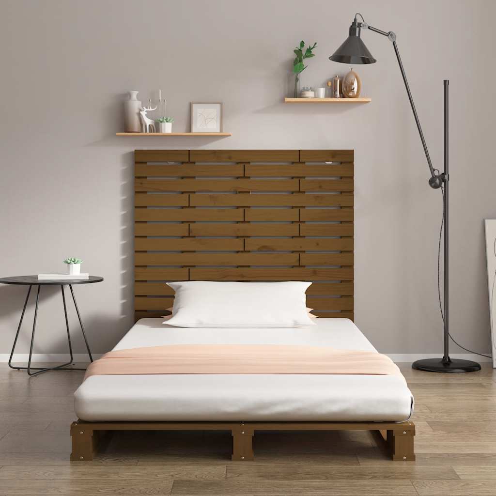 mézbarna tömör fenyőfa fali fejtámla 96 x 3 x 91,5 cm