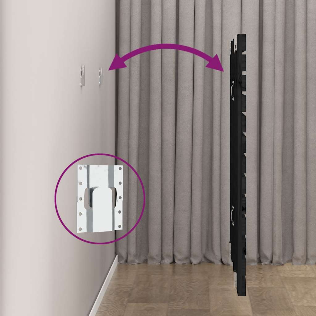 fekete tömör fenyőfa fali fejtámla 96 x 3 x 91,5 cm
