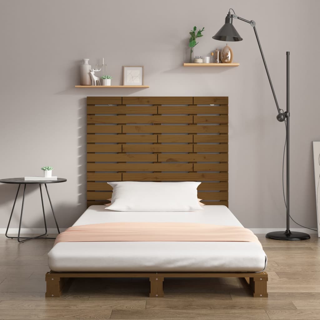 mézbarna tömör fenyőfa fali fejtámla 146 x 3 x 91,5 cm