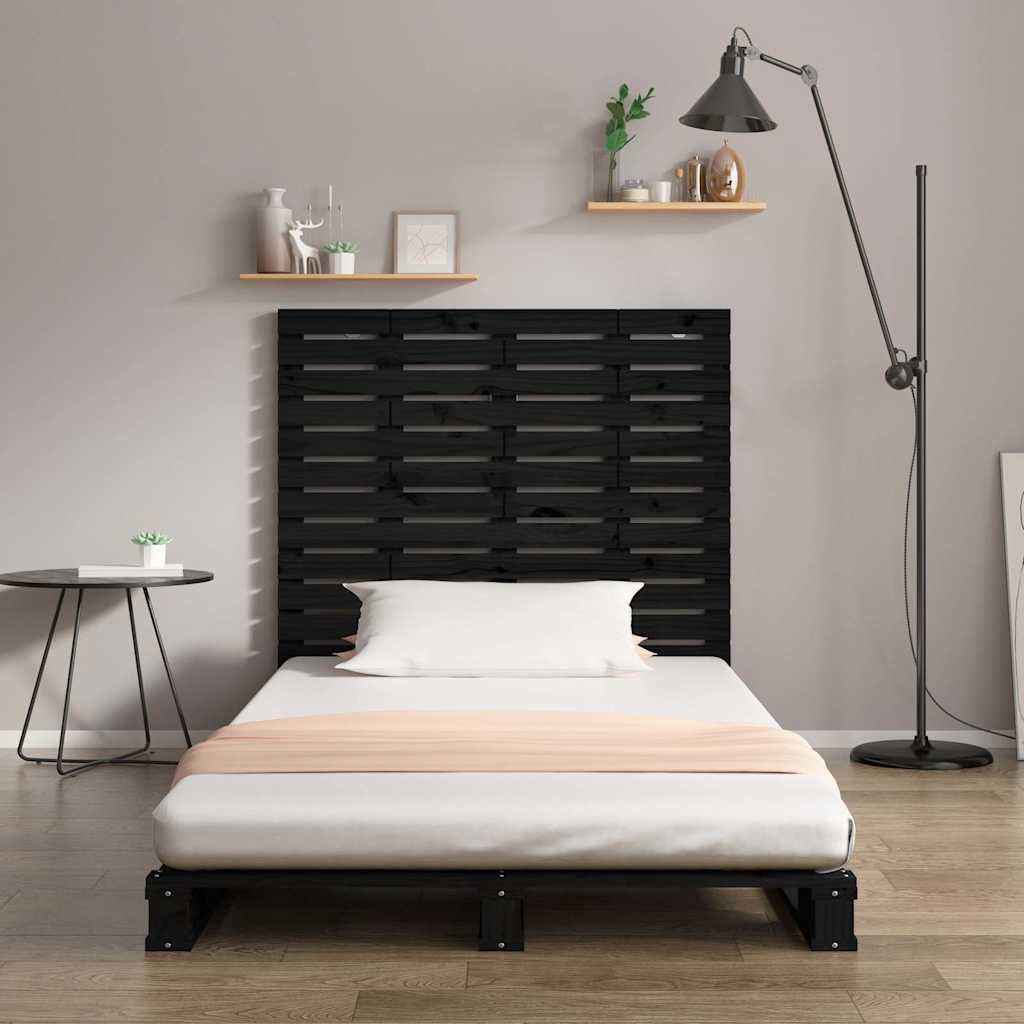 fekete tömör fenyőfa fali fejtámla 81 x 3 x 91,5 cm