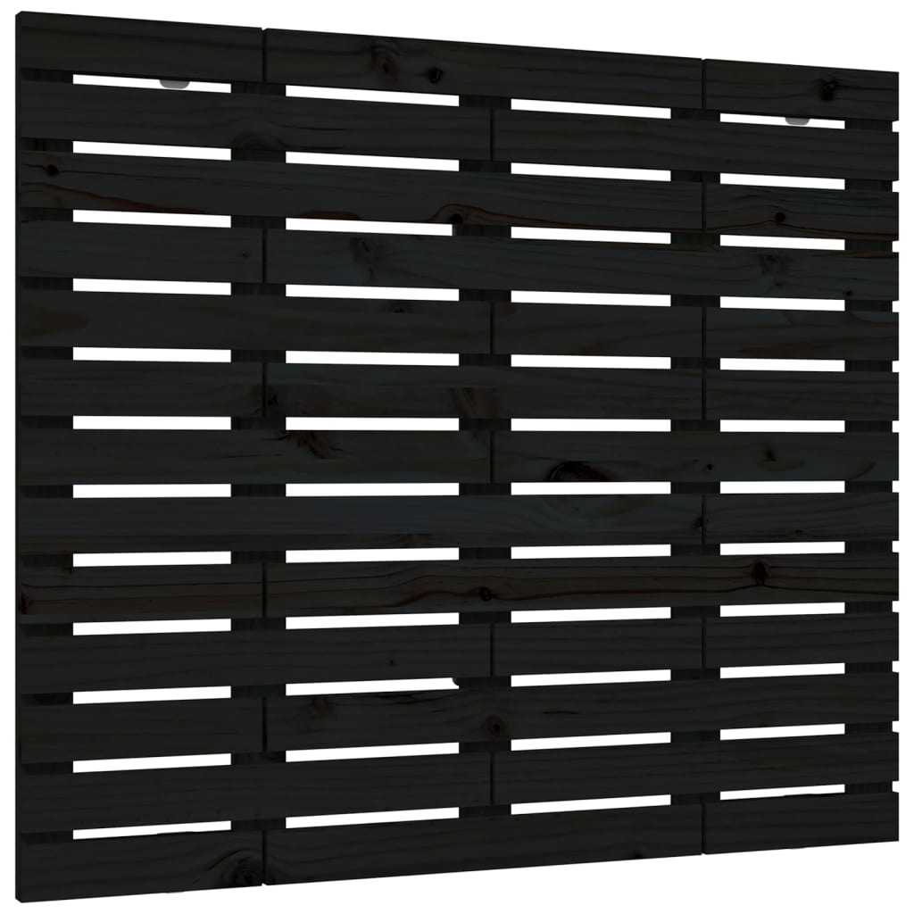 fekete tömör fenyőfa fali fejtámla 141 x 3 x 91,5 cm