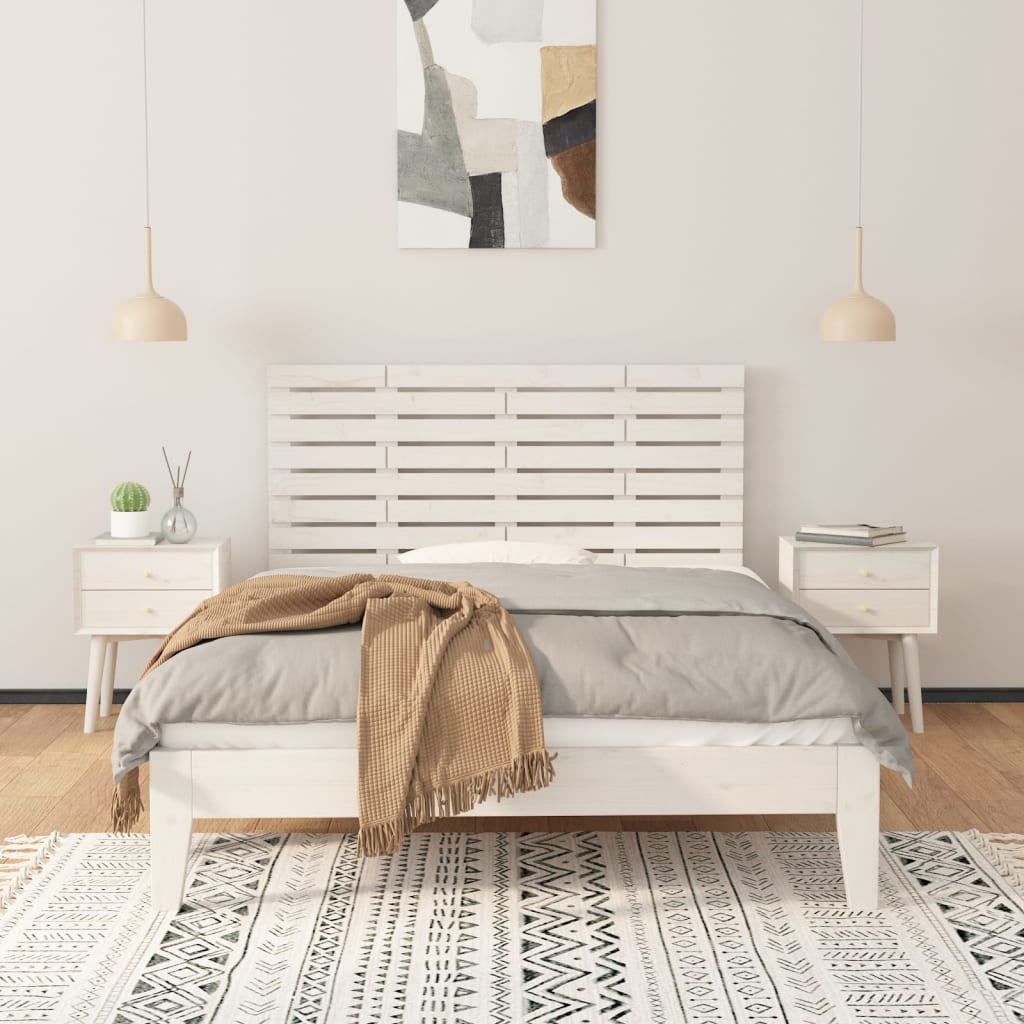 fehér tömör fenyőfa fali fejtámla 126 x 3 x 63 cm