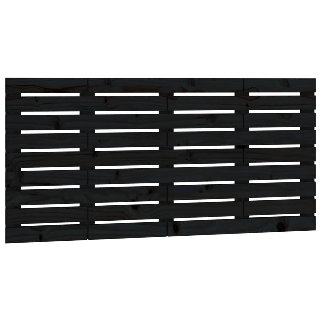 fekete tömör fenyőfa fali fejtámla 126 x 3 x 63 cm