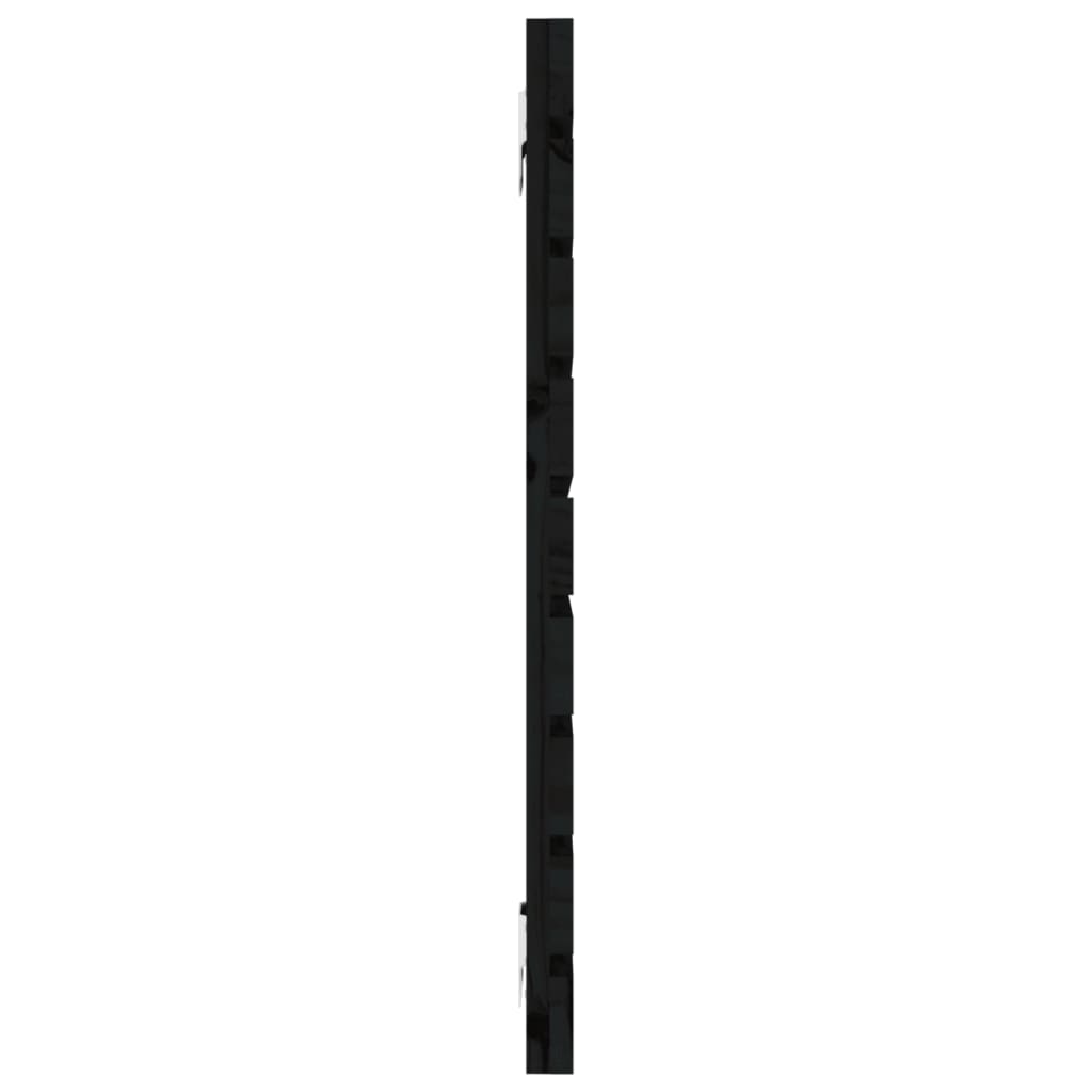 fekete tömör fenyőfa fali fejtámla 126 x 3 x 63 cm