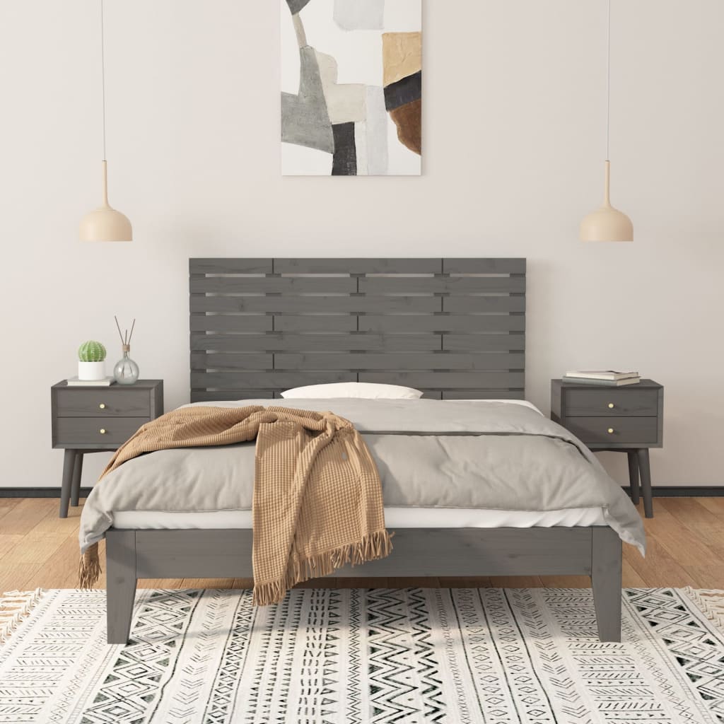 szürke tömör fenyőfa fali fejtámla 146 x 3 x 63 cm
