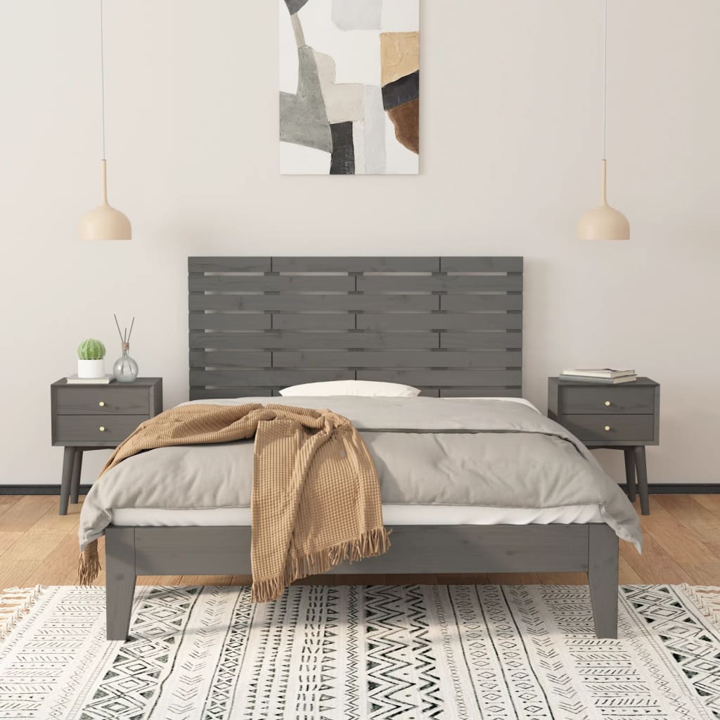 szürke tömör fenyőfa fali fejtámla 156x3x63 cm