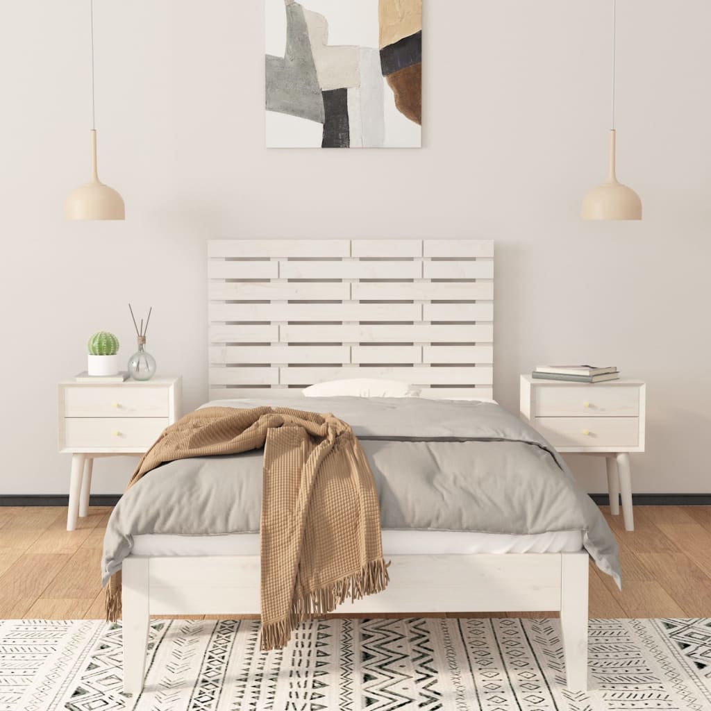 fehér tömör fenyőfa fali fejtámla 81x3x63 cm