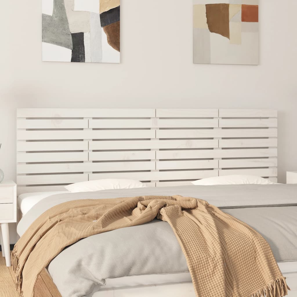 fehér tömör fenyőfa fali fejtámla 166x3x63 cm
