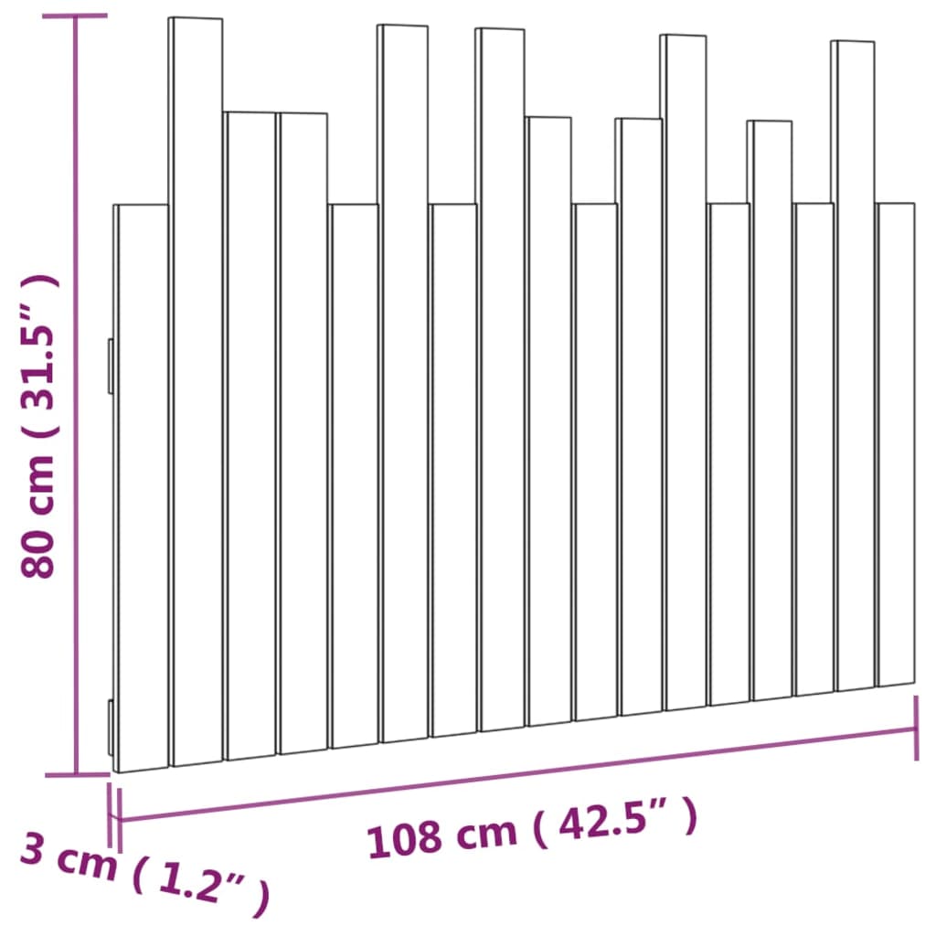 fehér tömör fenyőfa fali fejtámla 108 x 3 x 80 cm