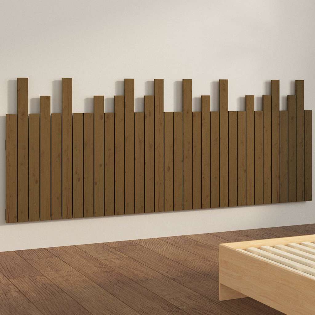mézbarna tömör fenyőfa fali fejtámla 204 x 3 x 80 cm