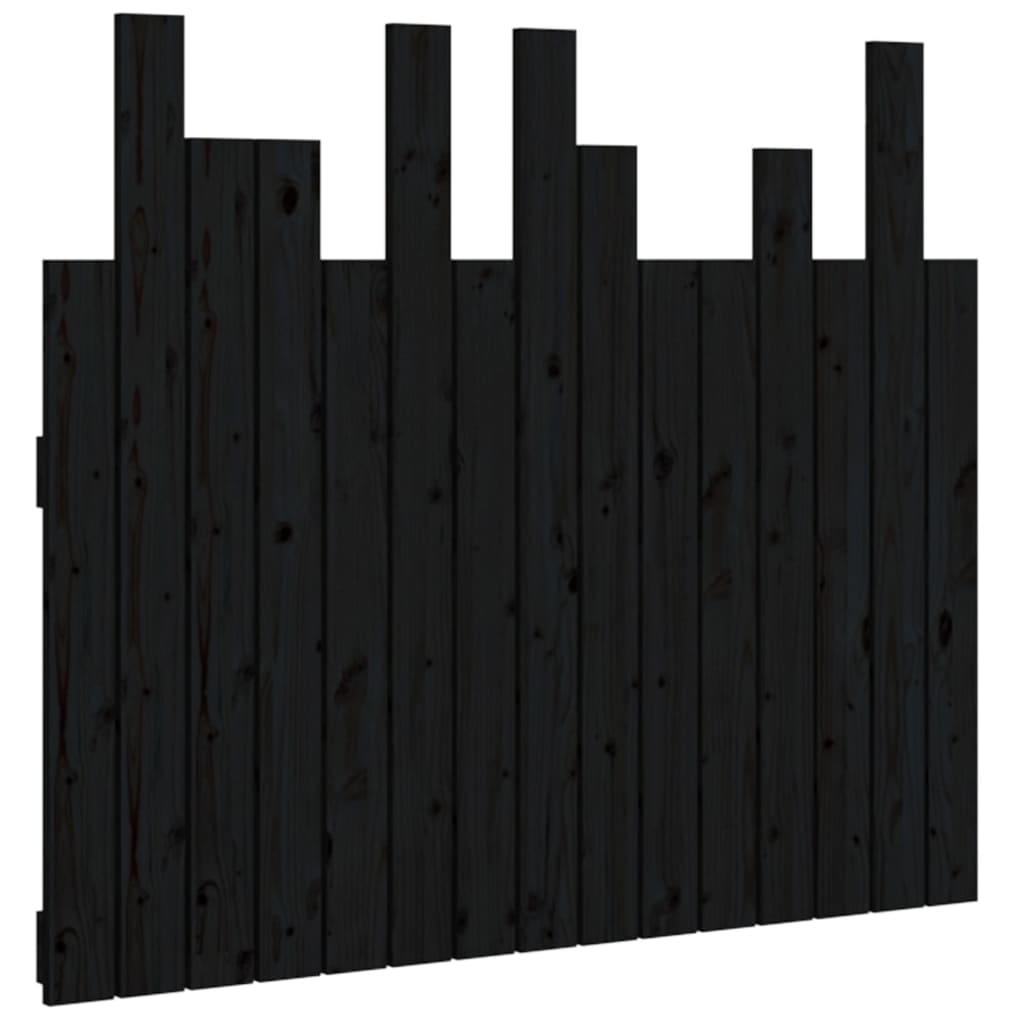 fekete tömör fenyőfa fali fejtámla 95,5 x 3 x 80 cm