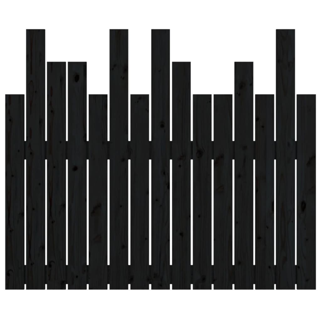 fekete tömör fenyőfa fali fejtámla 95,5 x 3 x 80 cm
