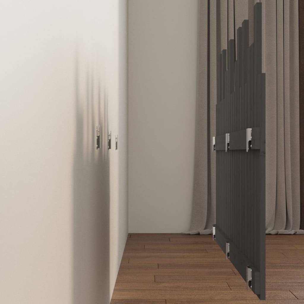 szürke tömör fenyőfa fali fejtámla 127,5 x 3 x 80 cm