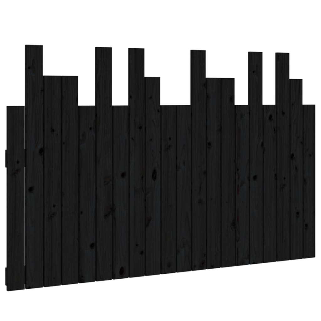 fekete tömör fenyőfa fali fejtámla 127,5 x 3 x 80 cm
