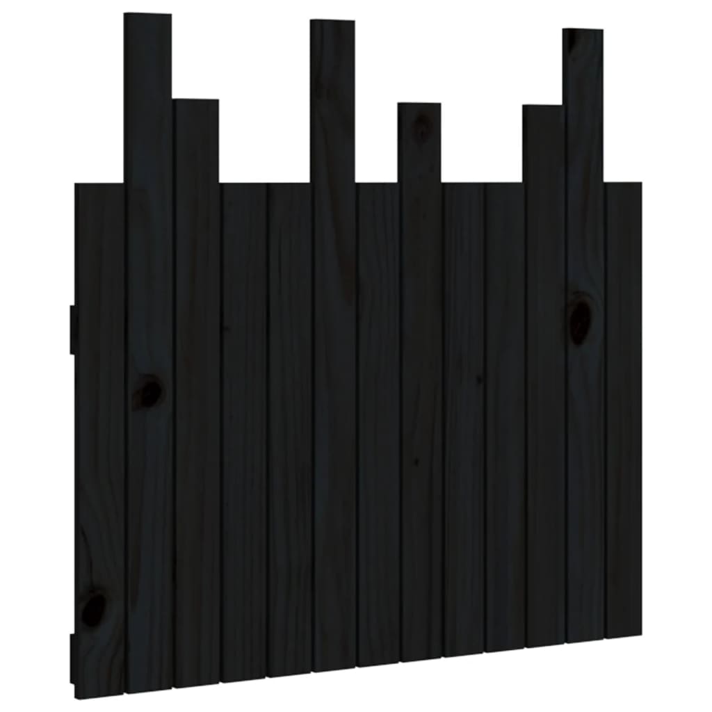fekete tömör fenyőfa fali fejtámla 82,5 x 3 x 80 cm