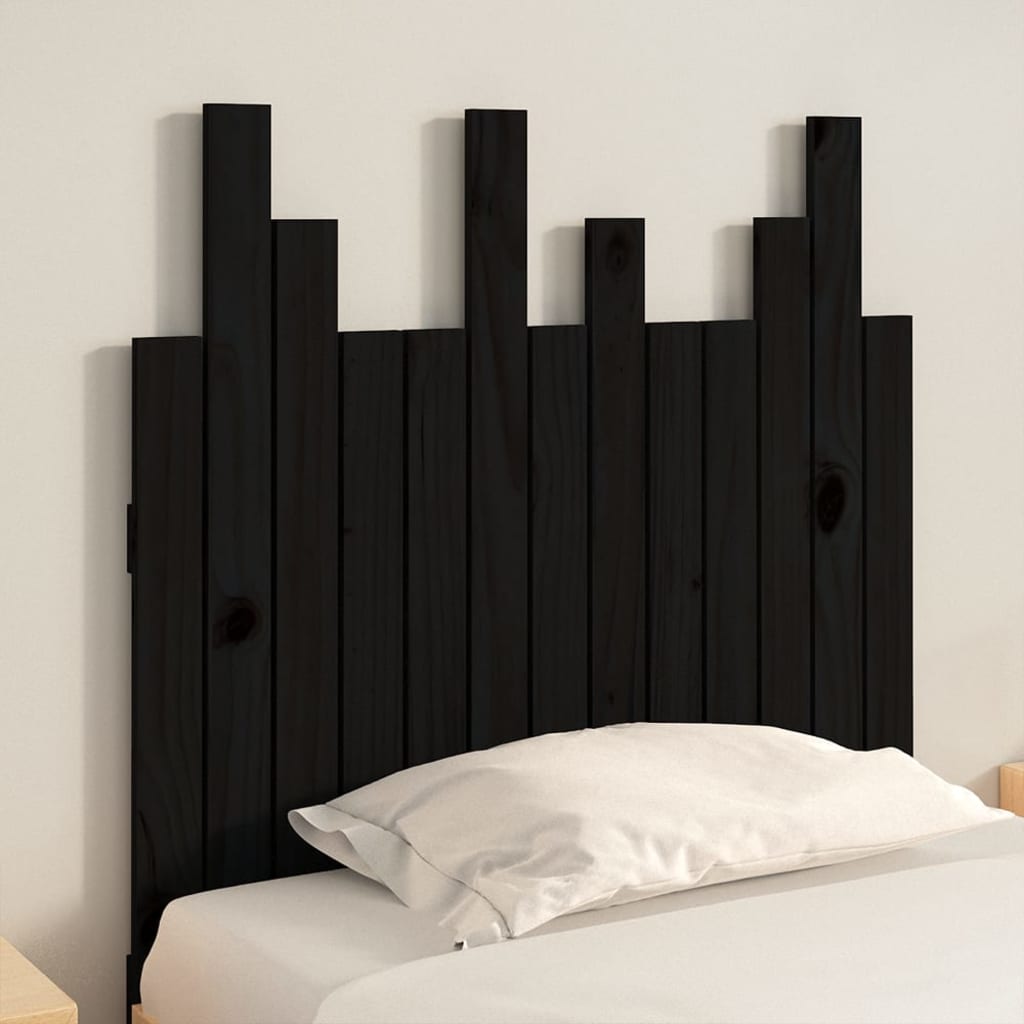 fekete tömör fenyőfa fali fejtámla 82,5 x 3 x 80 cm