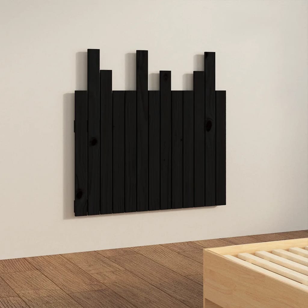 fekete tömör fenyőfa fali fejtámla 82,5 x 3 x 80 cm