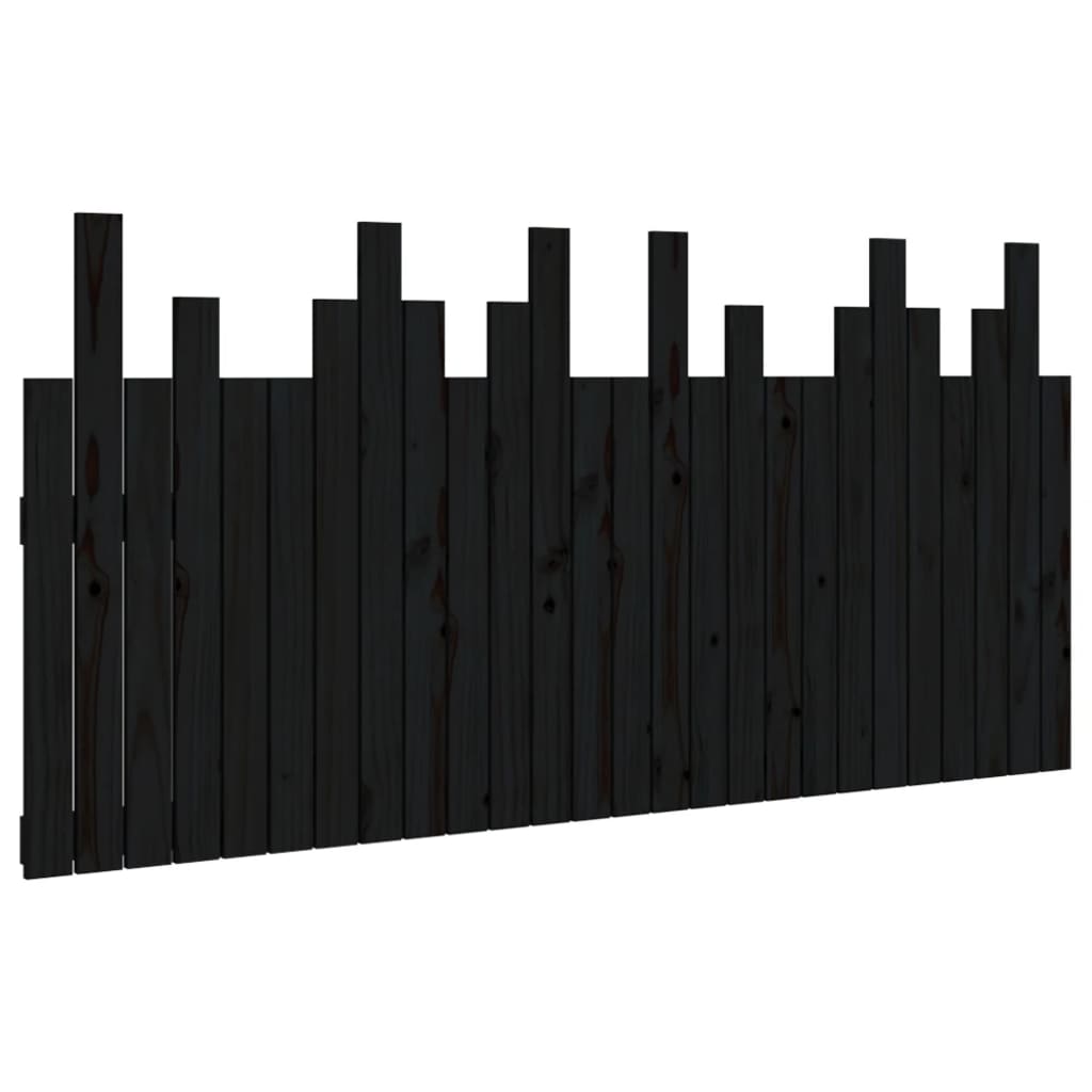 fekete tömör fenyőfa fali fejtámla 166 x 3 x 80 cm