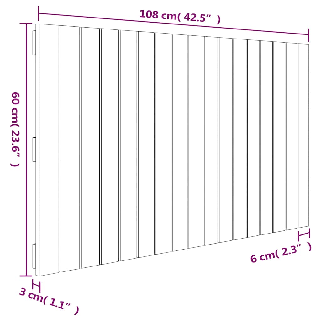 fehér tömör fenyőfa fali fejtámla 108 x 3 x 60 cm