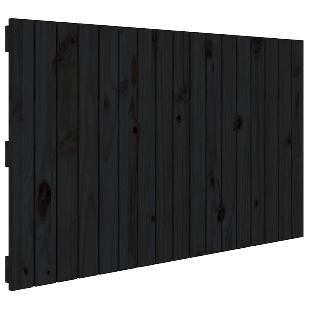 fekete tömör fenyőfa fali fejtámla 108 x 3 x 60 cm
