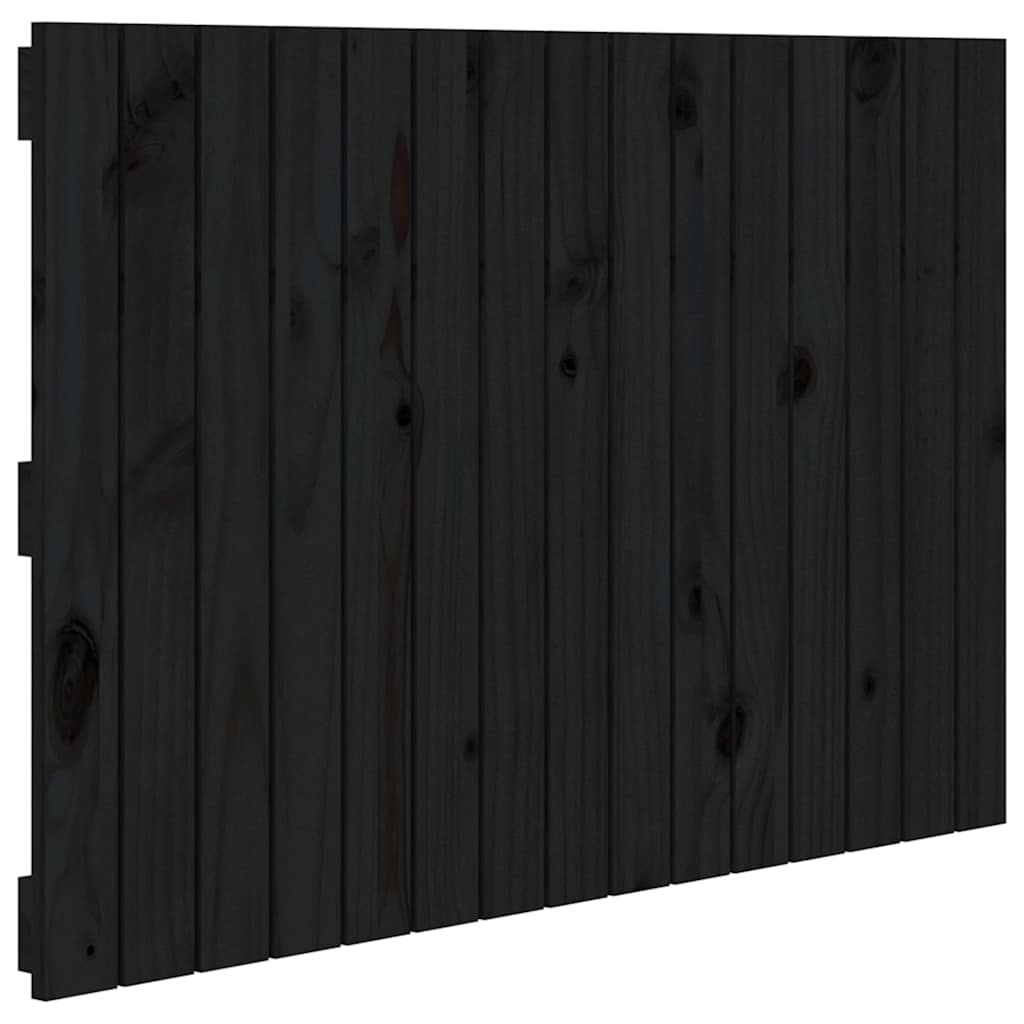 fekete tömör fenyőfa fali fejtámla 95,5 x 3 x 60 cm