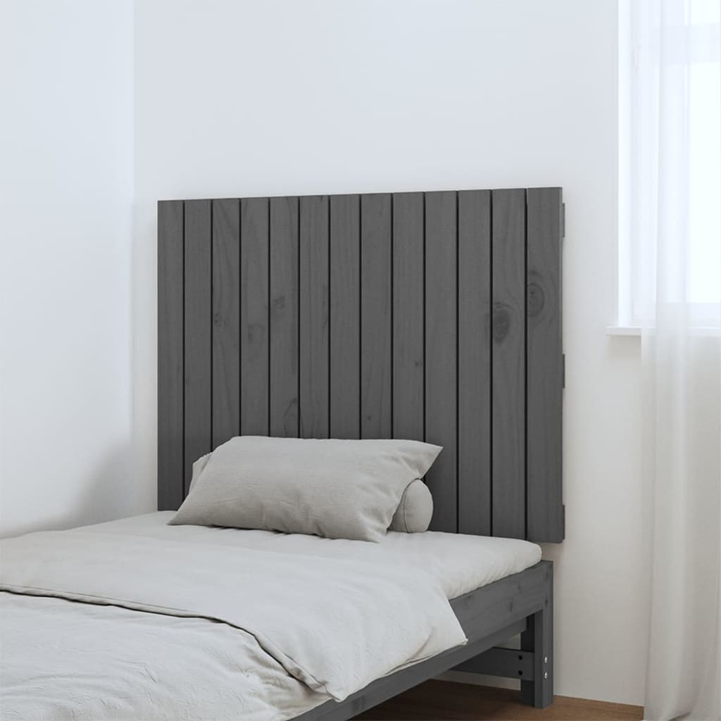 szürke tömör fenyőfa fali fejtámla 82,5 x 3 x 60 cm