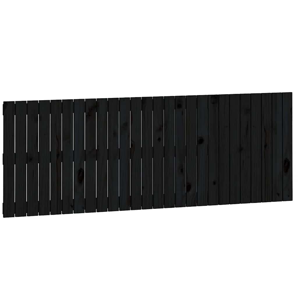 fekete tömör fenyőfa fali fejtámla 166 x 3 x 60 cm