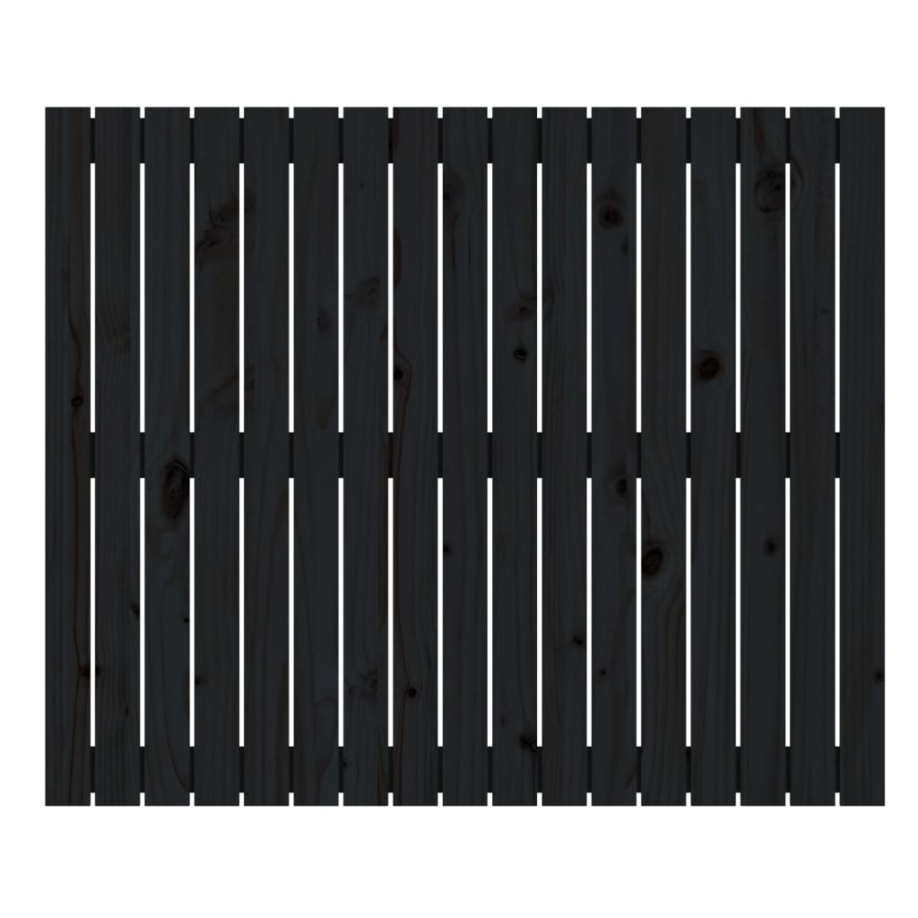 fekete tömör fenyőfa fali fejtámla 108x3x90 cm