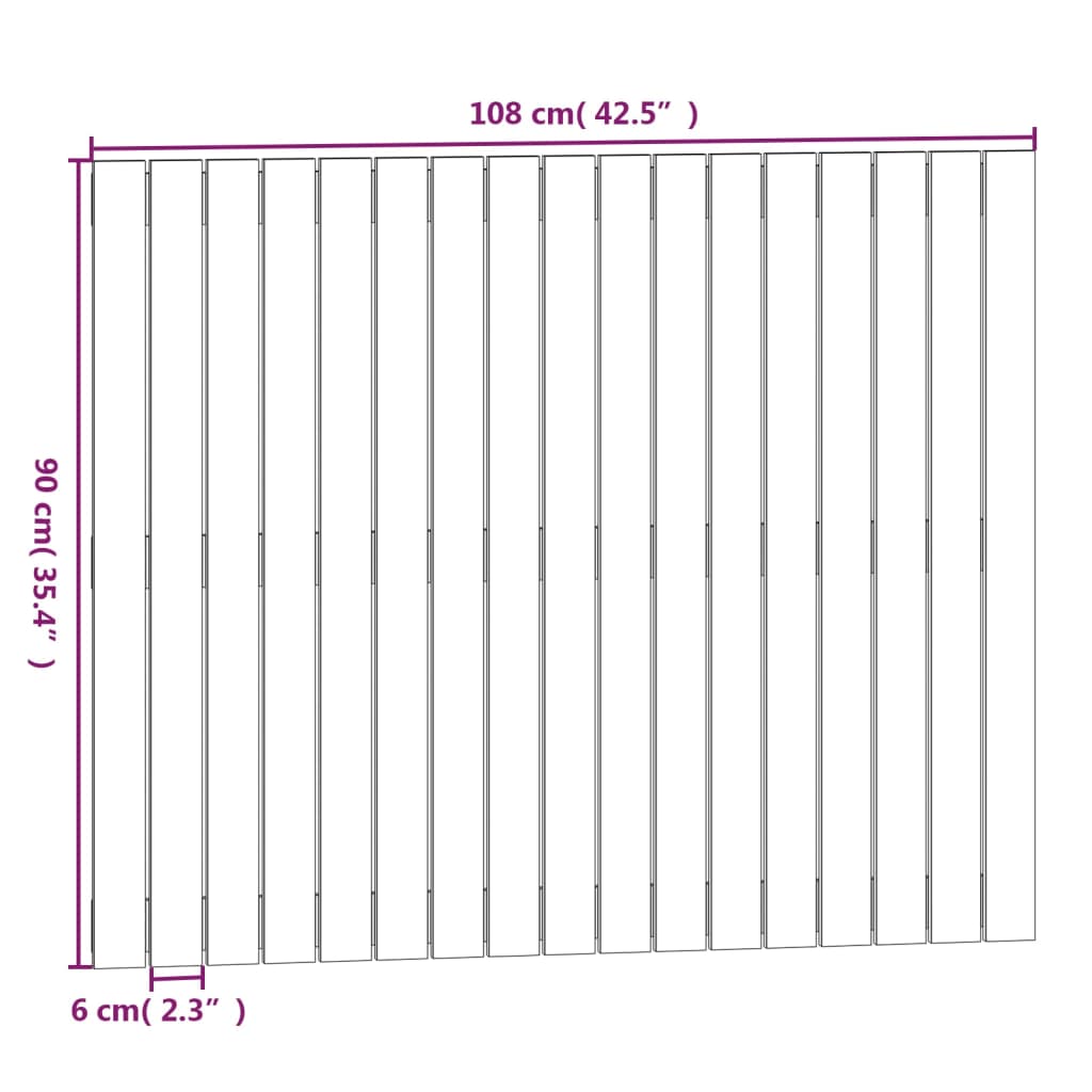 fekete tömör fenyőfa fali fejtámla 108x3x90 cm