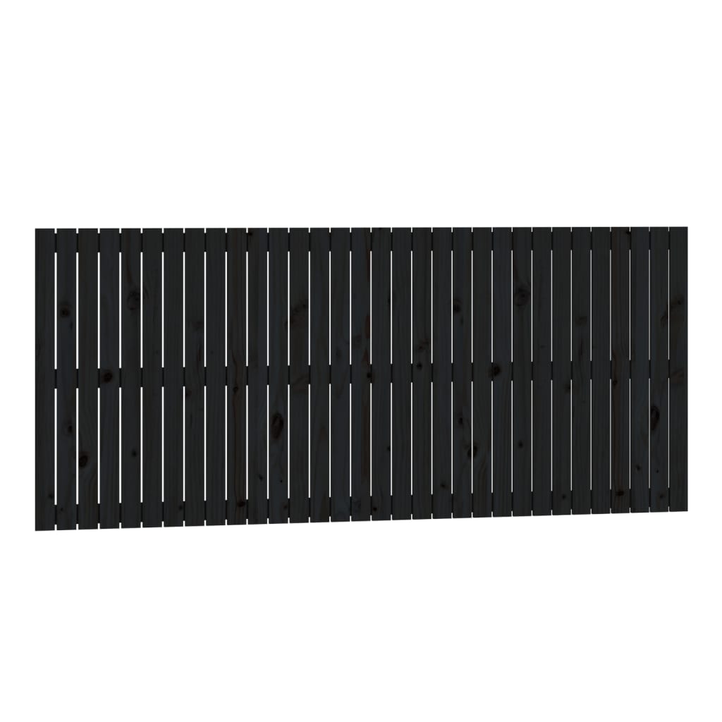 fekete tömör fenyőfa fali fejtámla 204x3x90 cm