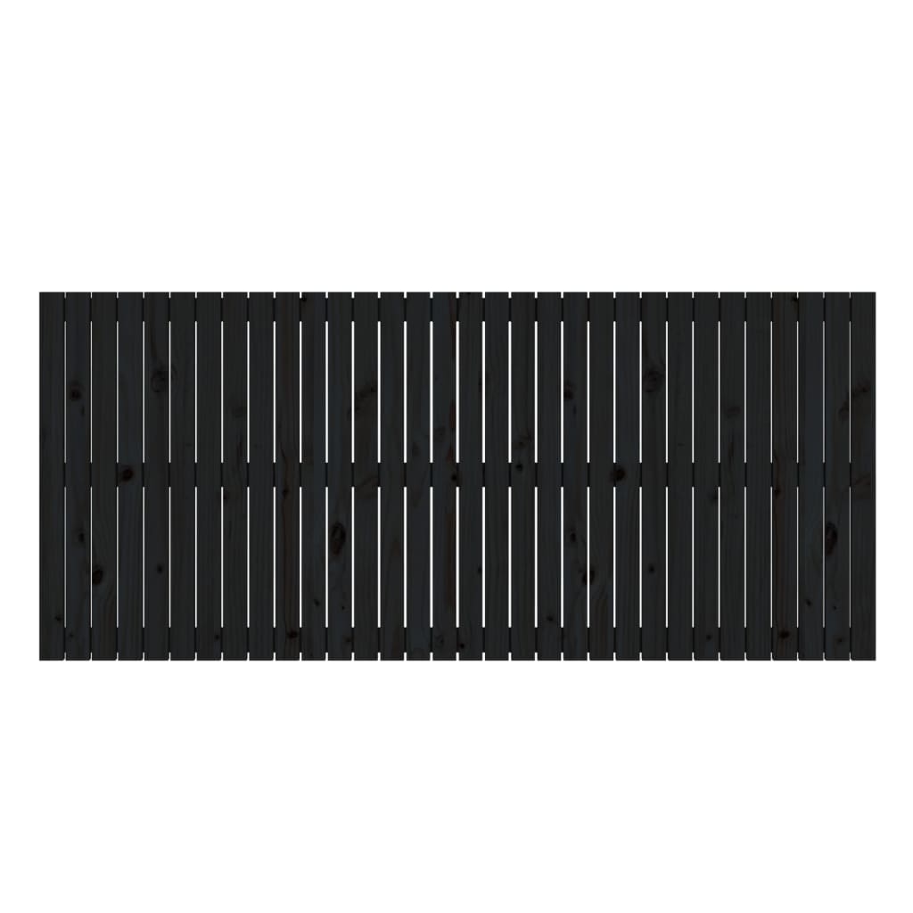 fekete tömör fenyőfa fali fejtámla 204x3x90 cm
