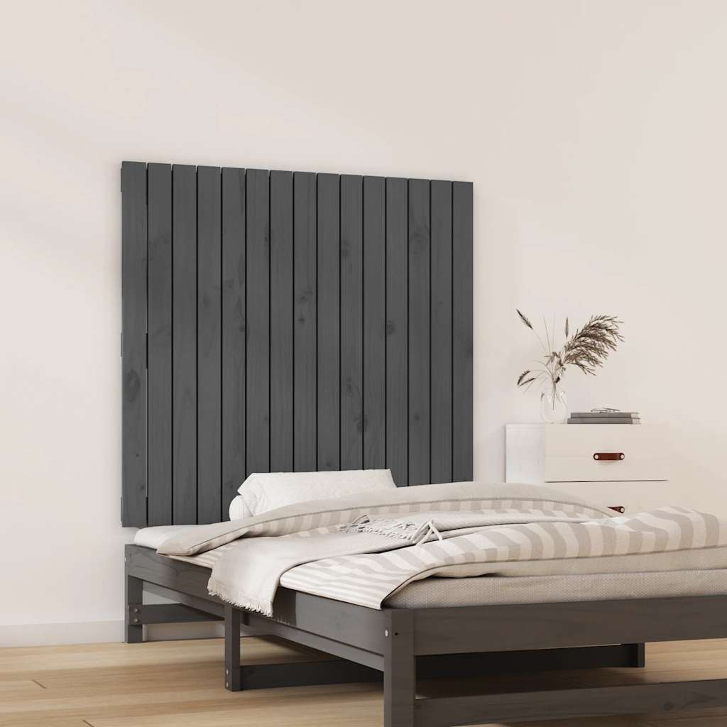szürke tömör fenyőfa fali fejtámla 95,5 x 3 x 90 cm