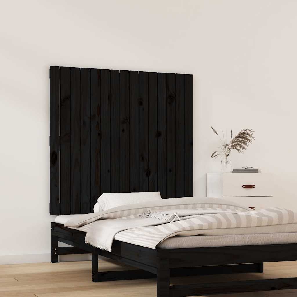 fekete tömör fenyőfa fali fejtámla 95,5 x 3 x 90 cm