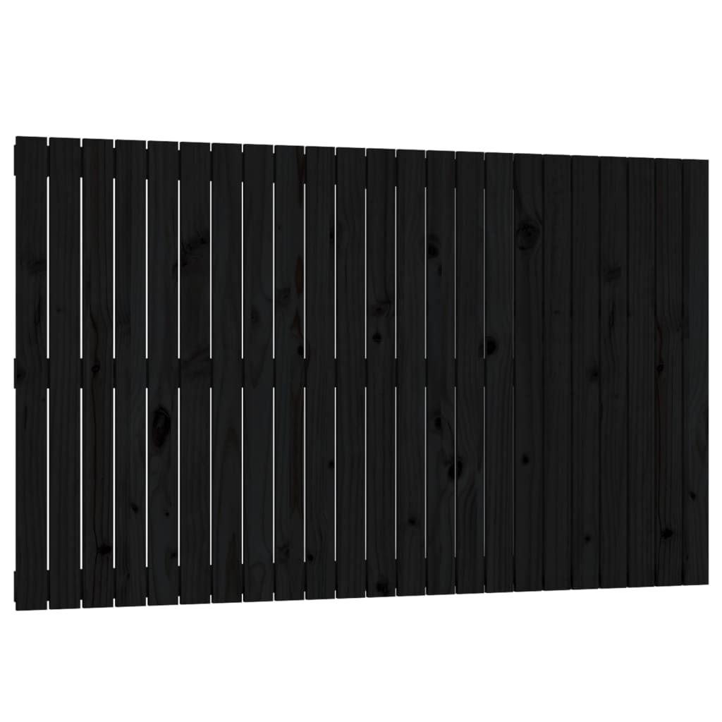 fekete tömör fenyőfa fali fejtámla 147 x 3 x 90 cm