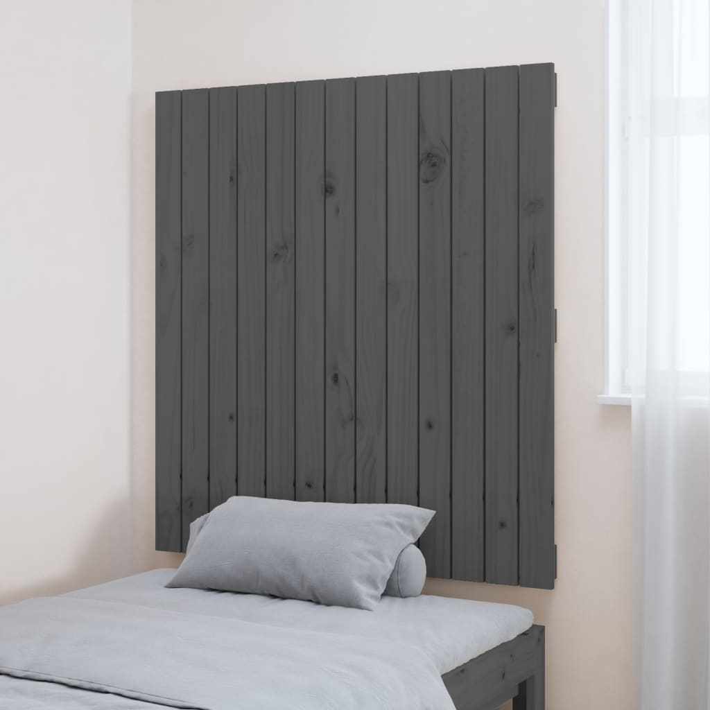 szürke tömör fenyőfa fali fejtámla 82,5x3x90 cm