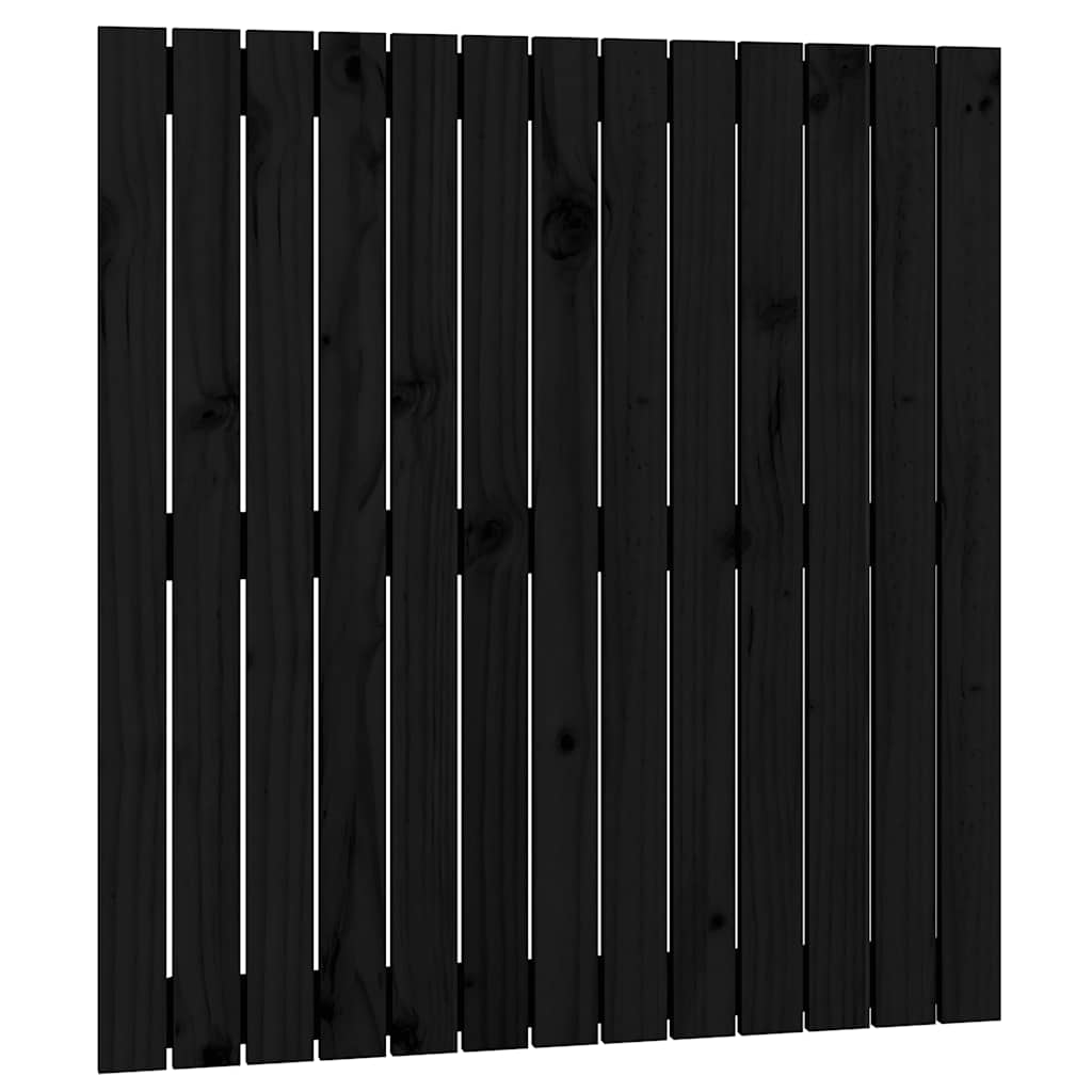 fekete tömör fenyőfa fali fejtámla 82,5x3x90 cm